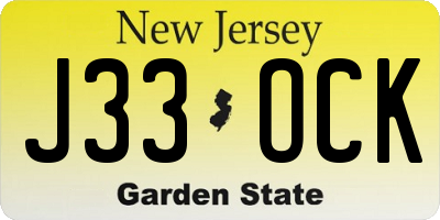 NJ license plate J33OCK