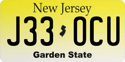 NJ license plate J33OCU