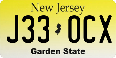 NJ license plate J33OCX