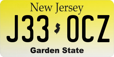 NJ license plate J33OCZ