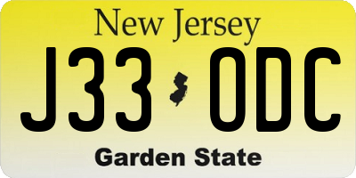 NJ license plate J33ODC