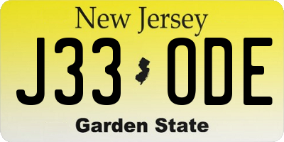 NJ license plate J33ODE