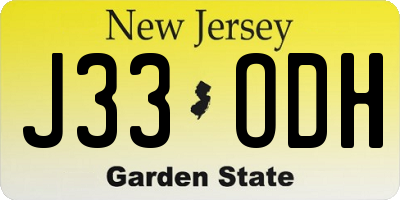 NJ license plate J33ODH