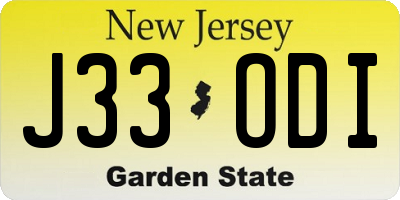 NJ license plate J33ODI