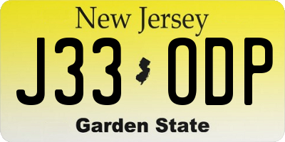 NJ license plate J33ODP