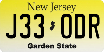 NJ license plate J33ODR