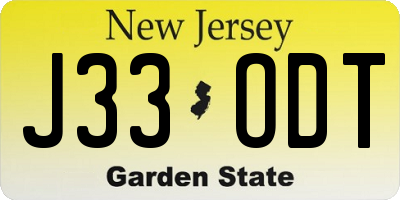 NJ license plate J33ODT