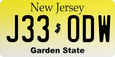NJ license plate J33ODW