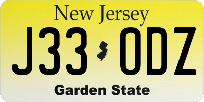 NJ license plate J33ODZ