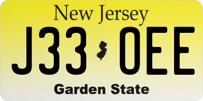 NJ license plate J33OEE