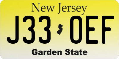 NJ license plate J33OEF