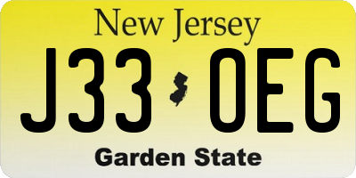 NJ license plate J33OEG