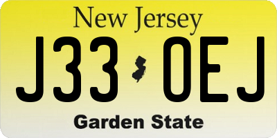 NJ license plate J33OEJ
