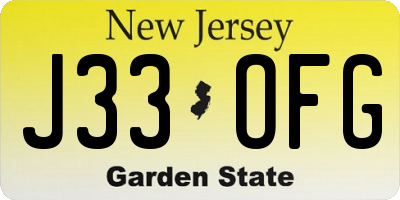 NJ license plate J33OFG