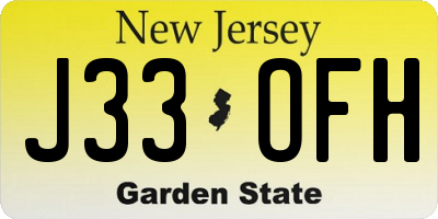 NJ license plate J33OFH