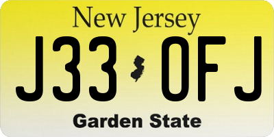 NJ license plate J33OFJ
