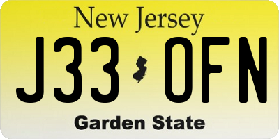 NJ license plate J33OFN