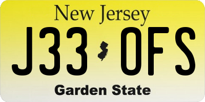 NJ license plate J33OFS