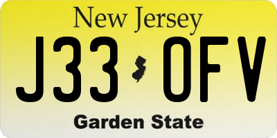 NJ license plate J33OFV