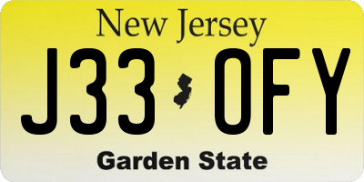 NJ license plate J33OFY