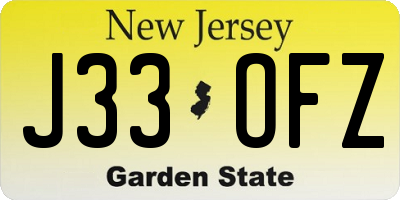 NJ license plate J33OFZ