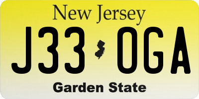NJ license plate J33OGA