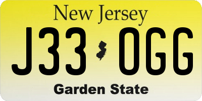 NJ license plate J33OGG