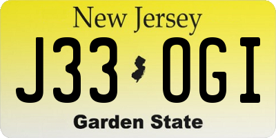 NJ license plate J33OGI