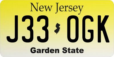 NJ license plate J33OGK
