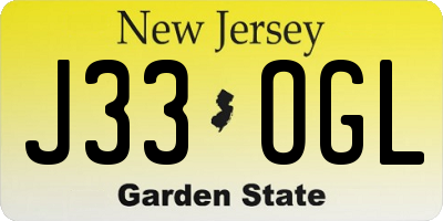 NJ license plate J33OGL