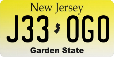 NJ license plate J33OGO