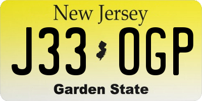 NJ license plate J33OGP