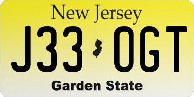 NJ license plate J33OGT
