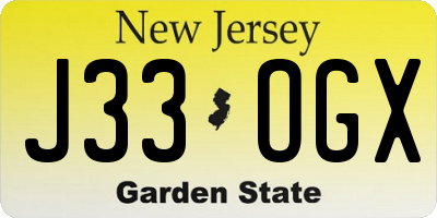 NJ license plate J33OGX