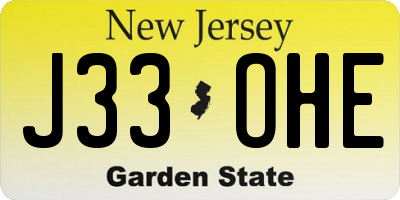 NJ license plate J33OHE