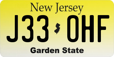 NJ license plate J33OHF