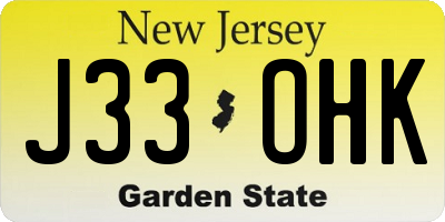 NJ license plate J33OHK