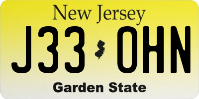 NJ license plate J33OHN
