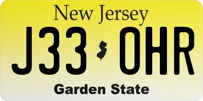 NJ license plate J33OHR