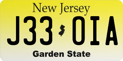 NJ license plate J33OIA