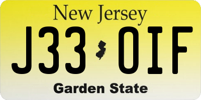 NJ license plate J33OIF