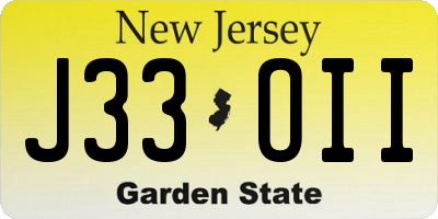 NJ license plate J33OII