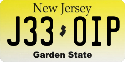NJ license plate J33OIP