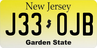 NJ license plate J33OJB