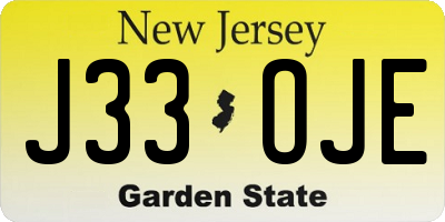 NJ license plate J33OJE
