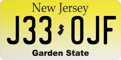 NJ license plate J33OJF