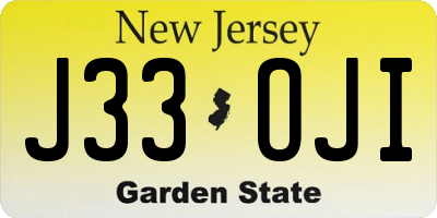 NJ license plate J33OJI