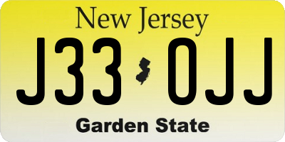 NJ license plate J33OJJ