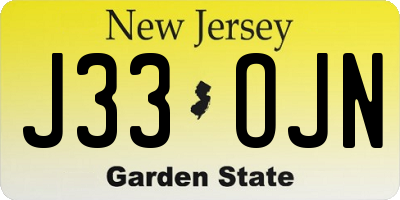 NJ license plate J33OJN