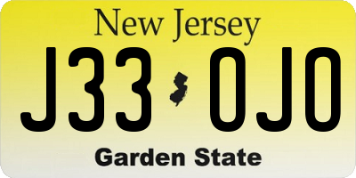 NJ license plate J33OJO